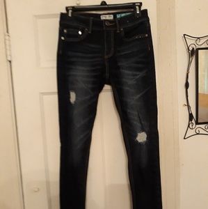 Indigo Rein Dark Blue Distressed Jeans
